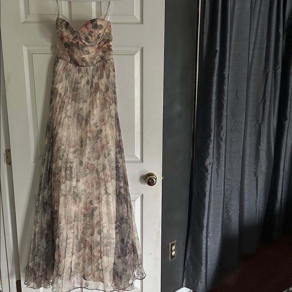 Most Beautiful Day Ivory Multi Floral Print Organza Maxi Dress